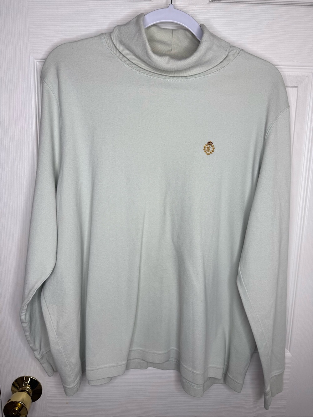 Lauren Ralph Lauren 2X Mint Green 100% Cotton Mock Neck Pullover